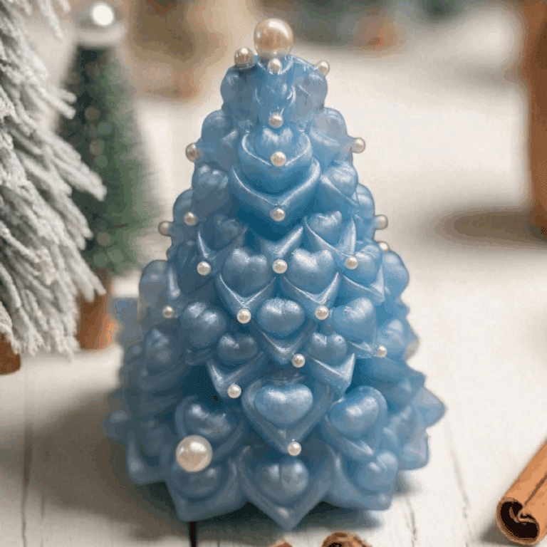 ❄️ Blue Frosted Heart Christmas Tree  ❄️