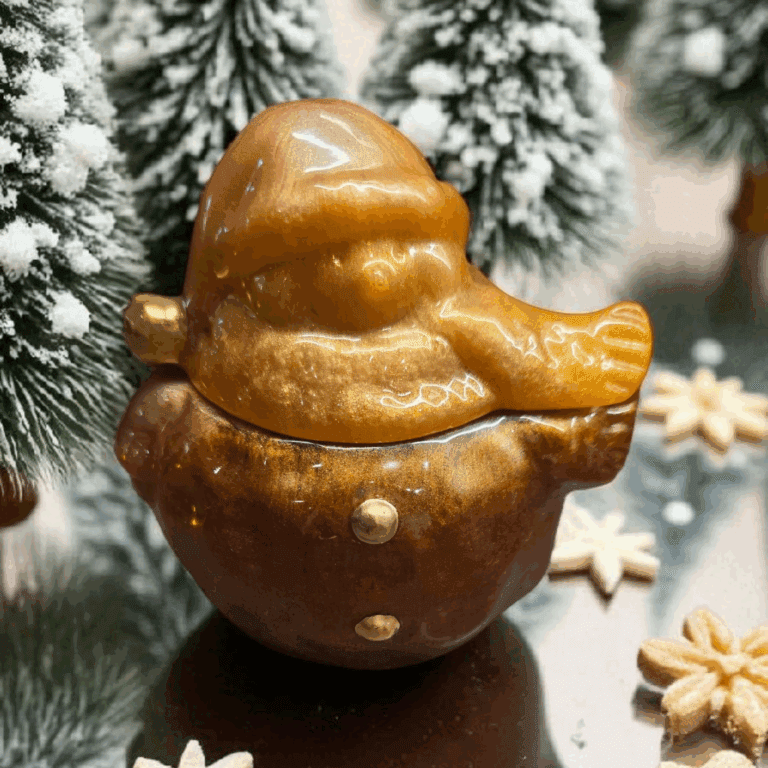 Rustic Gold Snowman Storage Jar