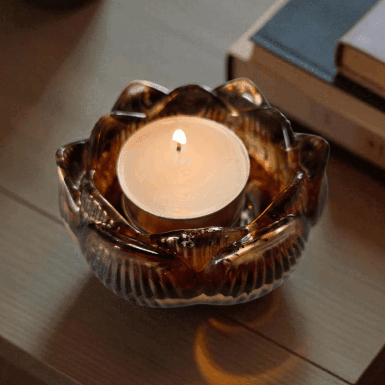 Glow Amber Lotus Tealight Holder