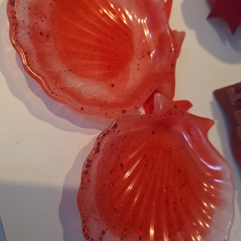 Handmade Red Shell Trinket Dish