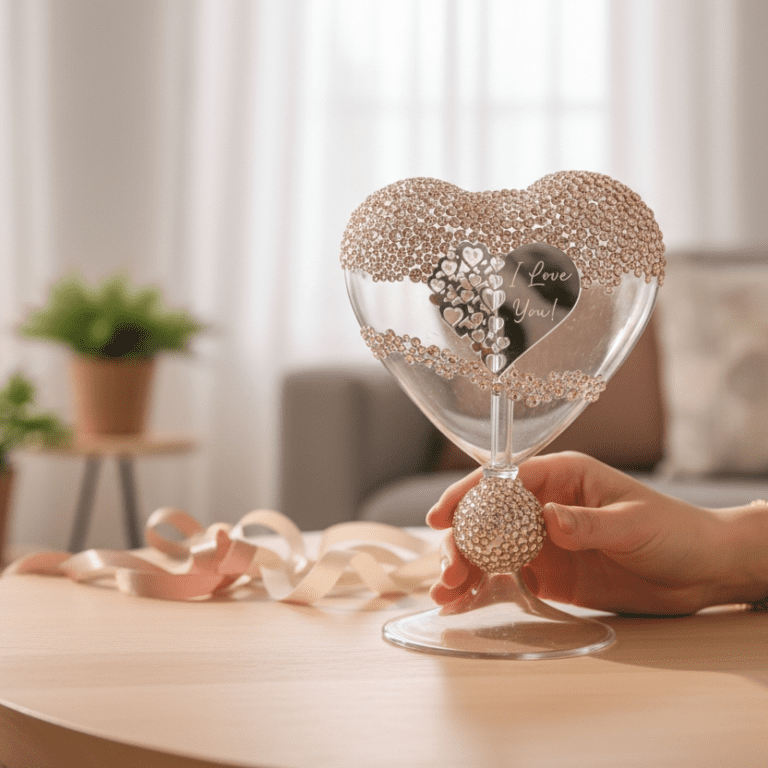 Eternal Sparkle Hand-Decorated Heart Glass