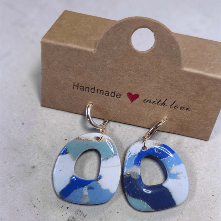 The Azure Marble Hoop Drops