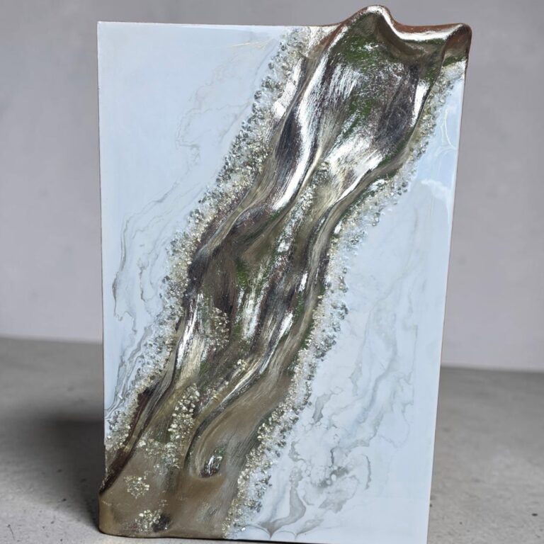 Platinum Current / Luxury Geode Textured Mixed Media Canvas