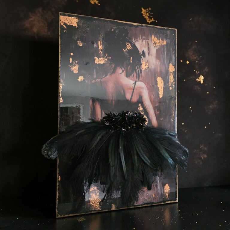 Nocturne Elegance / 3D Mixed Media Ballerina Canvas